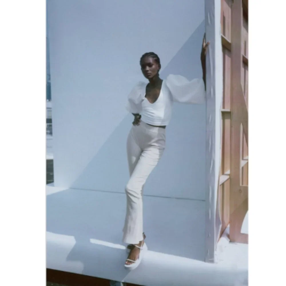 Zara White Matching Textured Top Sz Small NWT
